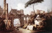 ZAIS, Giuseppe Ancient Ruins with a Great Arch and a Column oil painting picture wholesale
